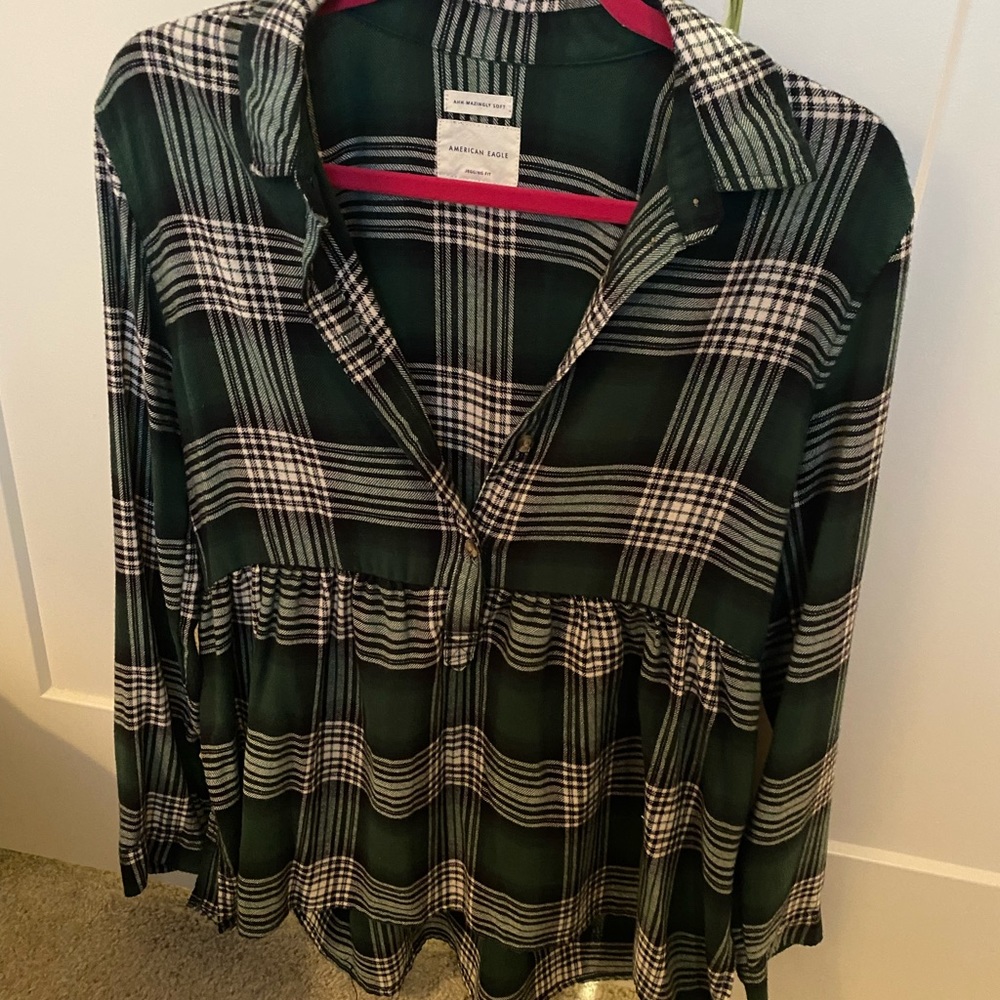 American Eagle Womens flannel babydoll shirt